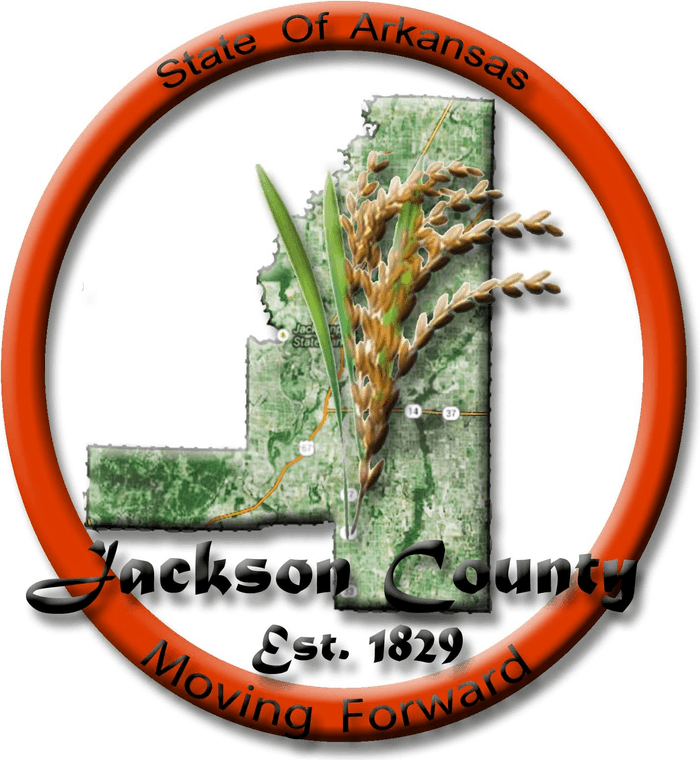 Jackson County, Arkansas seal — Est. 1829, Moving Forward